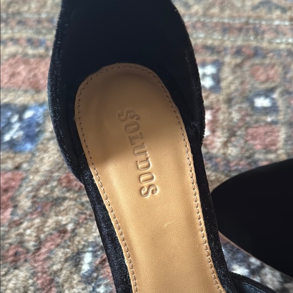 Soludos Black Velvet Heels w Ankle Stap - Picture 2 of 6